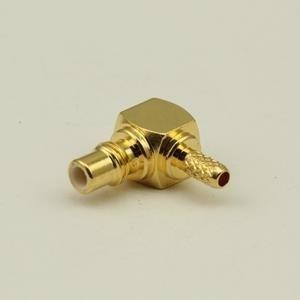 China SMC Male Rf Right Angle Coax Connector Brass Gold Plated For Rg178 Cable for sale