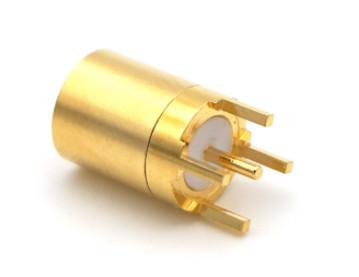 China Brass / Gold Plated Smb Straight Connector / Rf Coax Pcb Mount Connector for sale