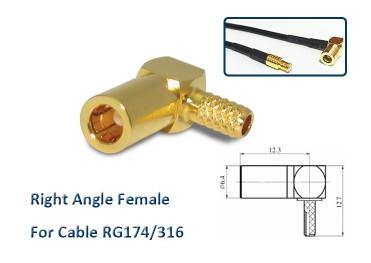 China Rechtwinkliges Smb-Koaxialitäts-Verbindungsstück/Stecker-Verbindungsstück des Kabel-RG316 RG174 Smb zu verkaufen