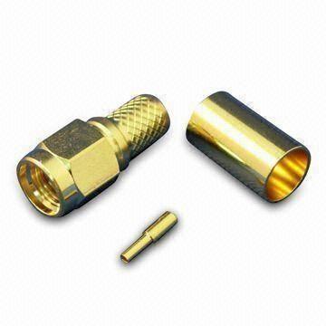 China Brass Copper Gold Plated SMA RF Connector Plug RP Crimp For H155 Cable for sale