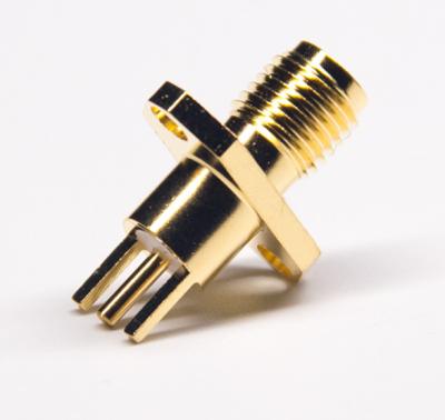 China Straight SMA Flange Mount Female Jack Connector 2 Holes For PCB High Precision for sale