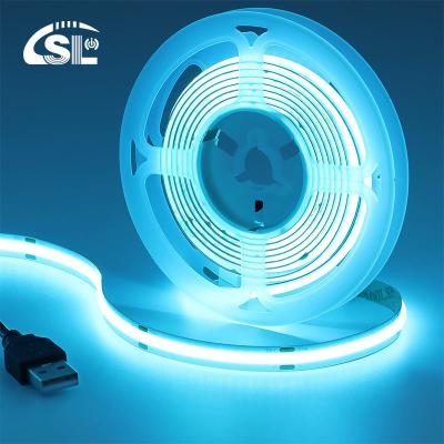 China 12v24v 8mm 320leds Ice-Blue flexible COB Led Strip Light for Lighting and circuitry design for sale