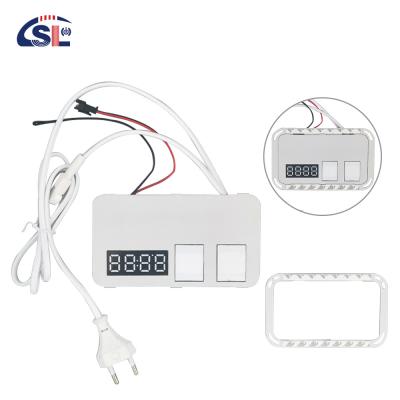 China Integrated Mirror Touch Dimmer Switch 2 Gang Time Temperature Display Defogger Inductive Switches 12V 5A 60W for sale