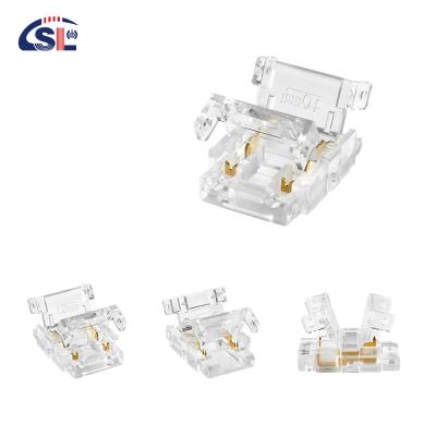 China 4pin 10mm LED Strip Connector Crystal Buckle Solderless Extension Terminal Adapter for sale