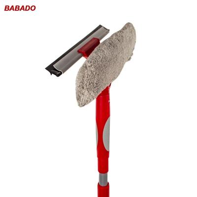 China BABADO Telescopic Window Glass Cleaning Brush TPR Squeegee Soft Rubber Blade Microfiber Telescopic Wiper With Knob For Head Rotation for sale