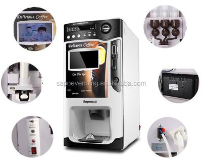 China 1600g X Commercial Full Automatic Cappuccino 3 Instant Coffee Vending Machine Price for sale