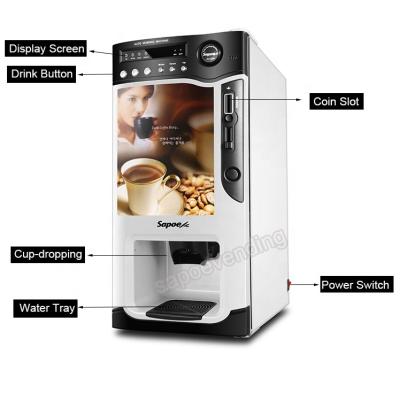 China Factory 1600g X Intelligent Coin 3 Recognition System Fully Automatic Vending Espresso Coffee Machine for sale