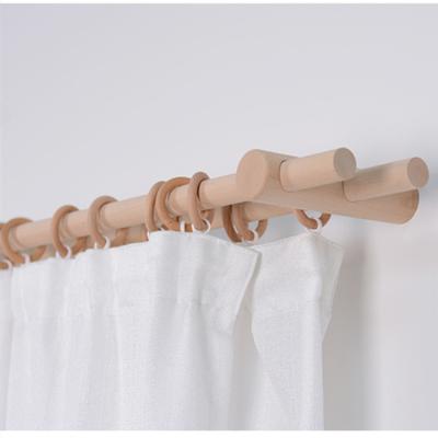 China Stronger Wooden Art Decor Wall Mounted Double Hangers Curtain Rod Bracket for sale