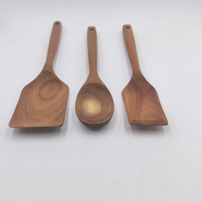 China Sustainable Natural Acacia Wood Utensil Set For Kitchen Cook Wooden Spatula Long Handle Spoon for sale