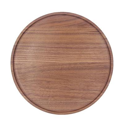 China Wholesale Custom Roundwood Walnut Organizer Serving Tray Solid Wood Walnut Trays for sale