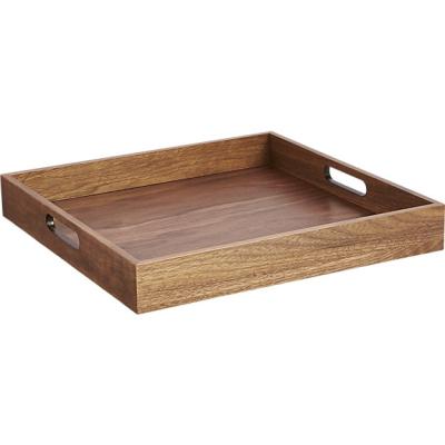 China New Product Luxury Popular Acacia Wood Tray With Walnut Stain for sale