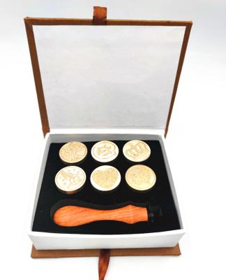 China Eco - Friendly Custom Design Wood Handle Copper Wax Seal Stamp Set for sale