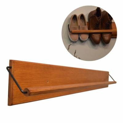 China New Design Stretch Wall Hanging Natural Wood Shoe Rack Storage for sale