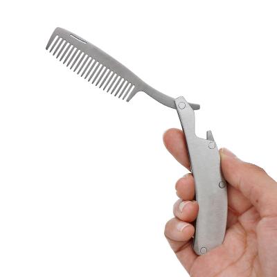 China Home Wholesale Anti-Static Portable Pocket Comb Custom Stainless Steel Folding Beard Comb for sale