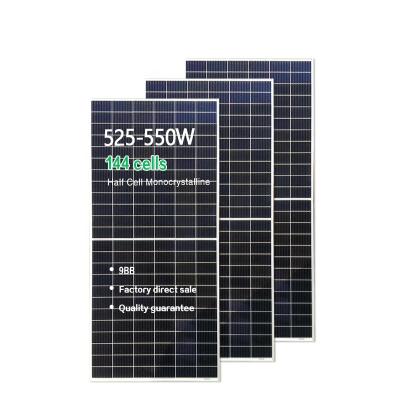 China Solar Products 144 Cells 10bb 520 Watt 530w 540w 550w Half Cut Bifacial Glass Dual Solar Panels for sale