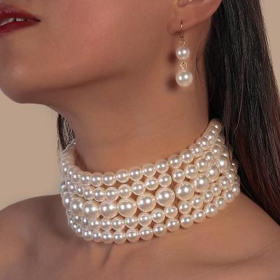 China FASHIONABLE Women's Accessories Set Elegant Imitation Pearl Necklace Set Fashion Indian Bridal Wedding Jewelry and Earing Jewelry for sale