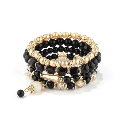 China New BOHEMIA Fashion Charm Elegant Elasticity Crystal Beads Beaded Bracelet Women Adjustable for sale