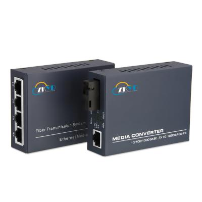 China FTTH 10/100/1000M 1 Port Fiber Port RJ45 Gigabit Ethernet +1/4 to Fiber Media Converter for sale