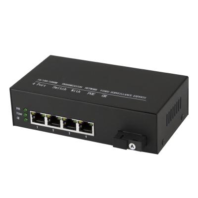 China POE fiber optic switch + 1 port 10/100/1000M POE switch 4 port 1000M Optical Fiber POE for sale