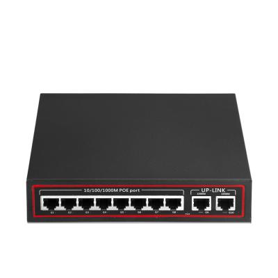 China POE Mini Network Switch 1000M 8 Port POE Switch +2 Port 1000M Network POE Network Switch for sale