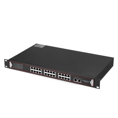 China POE 10/100/1000M 24 Port PoE Switch + 1000M 2 Uplink Port Gigabit PoE Ethernet Switch for sale