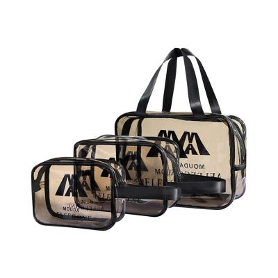 China Custom Waterproof Transparent Clear Travel Organizer Bag Toiletry Bag Toiletry Logo PVC Logo PVC Cosmetic Bag Eco-friendly Packaging for sale