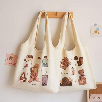 China Factory Price White Organic Cotton Grocery Bags Cheap Promotional Eco Friendly Canvas Large Bag Eco Friendly for sale