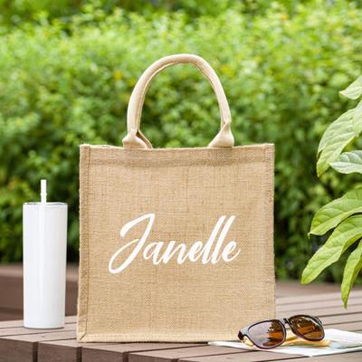 China Custom Logo Tote Printed Bags Customized Fashion Jute Bag for sale