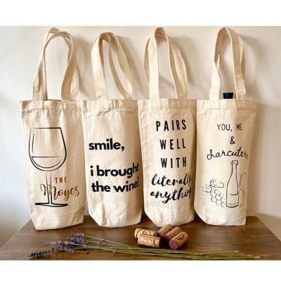 China Hot Selling Eco Friendly Eco Friendly Canvas Cotton Wine Single Canvas Bag for sale