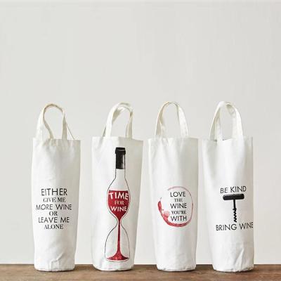 China High Quality Eco-friendly Mini Bottle Black Cotton Canvas Drawstring Wine Bag for sale