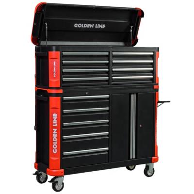 China . Gas Struts Seated Opening and Closing Chest Lid Professional 13 Drawers Steel Tool Box Cabinet Trolley with Tool Chest and Tools Tool Kits do-it-yourself for sale