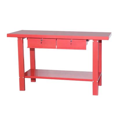 China Iron red iron work bench with two drawers for garage for sale