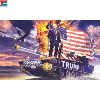 China 3ft*5ft FLYING Silk Printing Trump On Tank Flag In Our Stock Ready To Ship for sale