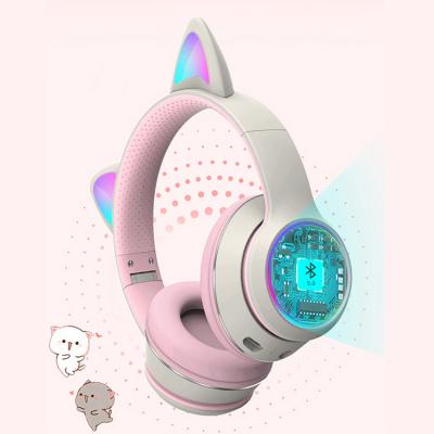 China B39 LED Music Cat Earphone Gaming Wired Stereo Earbud Speaker Earphone Cat Ear Headphones BT 5.0 Cute Bluetooth Radio Headsets Amazon for sale