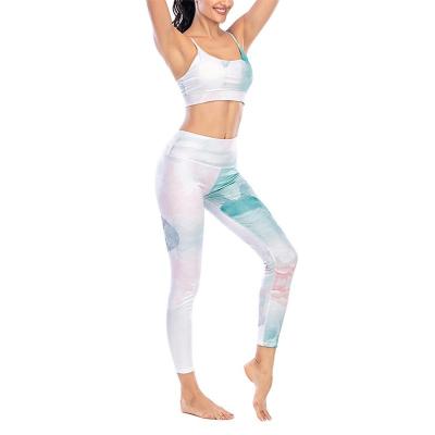 China Breathable Tie Dye Sleeveless Sports Wear High Waist Leggings Gym Custom Fitness Training Adults Clothes Yoga Sets for sale