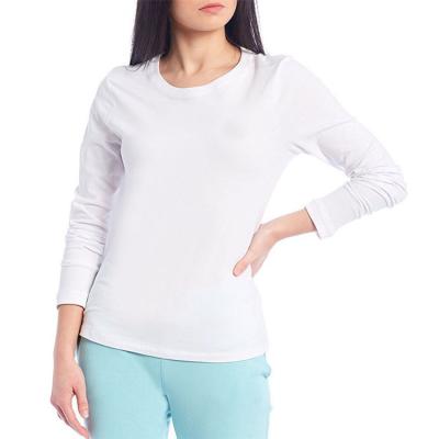 China Breathable Cheap Custom Spandex Cotton Price Women Fitness Sport Knitting Crew Neck Long Sleeves Casual Yoga Tee for sale