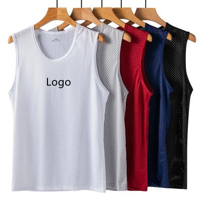 China QUICK DRY Wholesale Summer Silk Mens Slim Fit Slim Fitness Ice Mesh Vest Sleeveless Top for sale