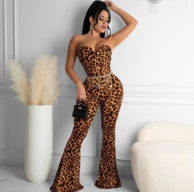 China 2022 One Piece Sexy Leopard Print Jumpsuit Women Summer Plus Size Romper Breathable Overalls 2022 for sale