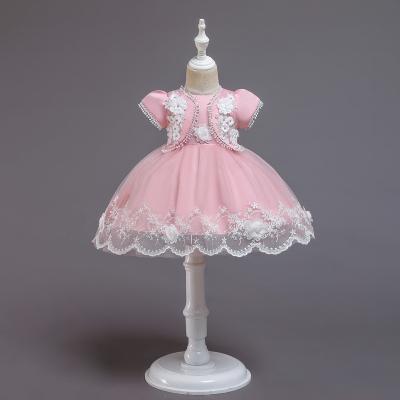 China Anti-Static Newborn Embroidered 1st Birthday Dress For Baby Clothes Flower Princess Baptism Dresses Beading Party Gown2165 for sale