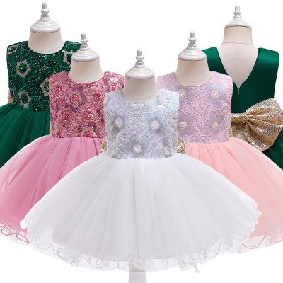 China New Anti-Static Infant Vestidos Baby Clothes Sleeveless Sequin Bowknot Girl Dress Baby Dress For Birthday Party Toddler Costume D0801 for sale