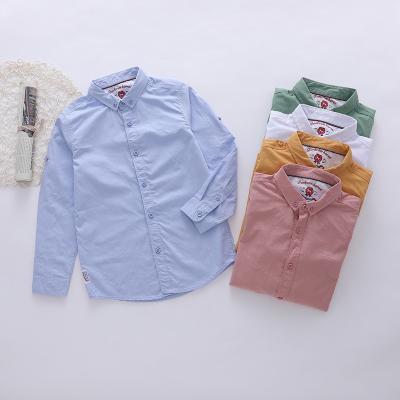 China Anti-Wrinkle Button Up 100% Cotton Big Boys' Long Sleeve Button Down Oxford Dress Shirt DL044A for sale