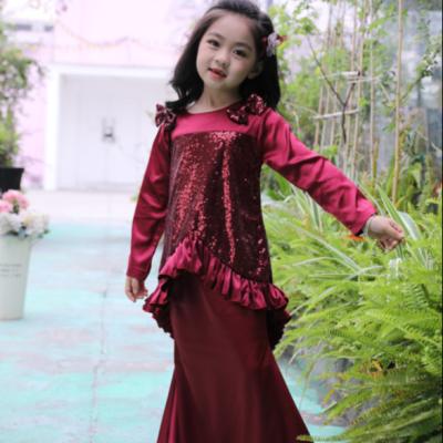 China 1-6 Years Muslim Islamic Girls' Abayas Anti-Static Kids Full Length Dress Baby Two-Piece Prayer Dresses 2021 for sale