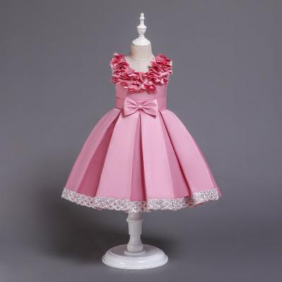 China High Quality Anti-static Satin Children Dress Dresses For Girls Southeast Flower Birthday Wedding Dresses Baby Dress A667 for sale