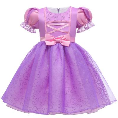 China New Arrival Anti-static Children's Clothing Kids Skirt With Bow Tie Breath Sleeve Princess Girls Dress D0658 for sale