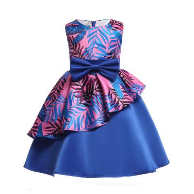 China Sleeveless Ruffle Print Princess Dresses Children Fancy Wedding Toddler Girls Kids Pageant Dress Anti-Static Dress 2592 for sale