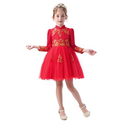 China Princess Garment Flower Girl Child Long Sleeve Party Gown Formal Anti-Static Winter Wedding Bridesmaid for Kids Dressing for sale