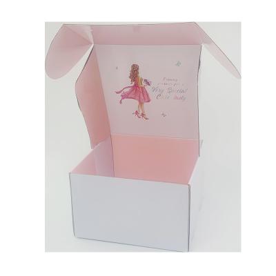 China Eco-Friendly Materials Good Quality Recycled Cardboard Mailing Packaging Letter Flat Pink Corrugated Mailing Box Mailing Box For Clothing for sale