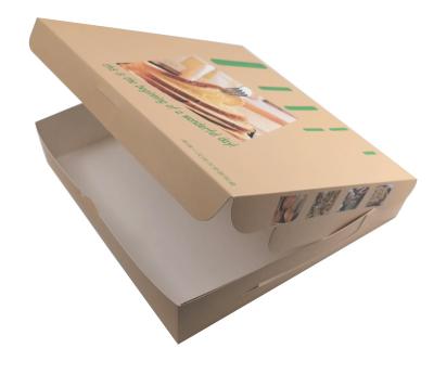 China Recycled Materials OEM Factory Size Logo Food Grade Packaging Disposable Cardboard Corrugated Paper Boxes Pizza Te koop