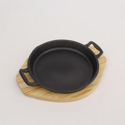 China Gas Cooker Cast Iron Sizzling Pan Pre-Seasoned Steak Pan Round Iron Casting Casserole With Non-Stick Coating for sale