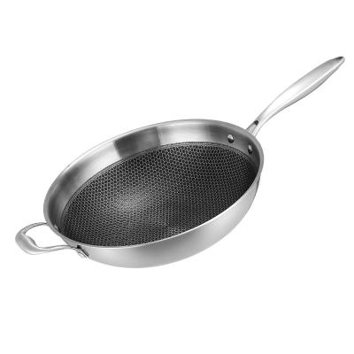 China Sustainable High Quality Cookware Single Handle Stainless Steel Welded Wok for sale